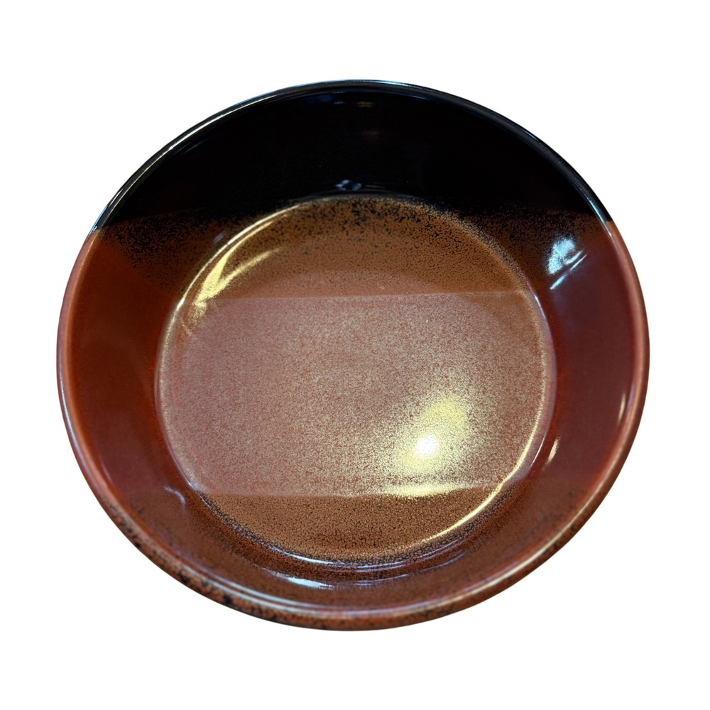 Vtg Brown & Black Speckled Stoneware deep dish 9"Retro 1970s Otagiri/Mikasa‎ Sty